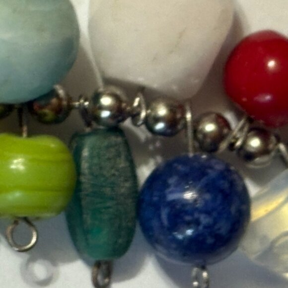 Amazing CZECH ART GLASS BEADS Multicolor COLORFUL SILVER CHAIN NECKLACE 18" - Picture 4 of 7